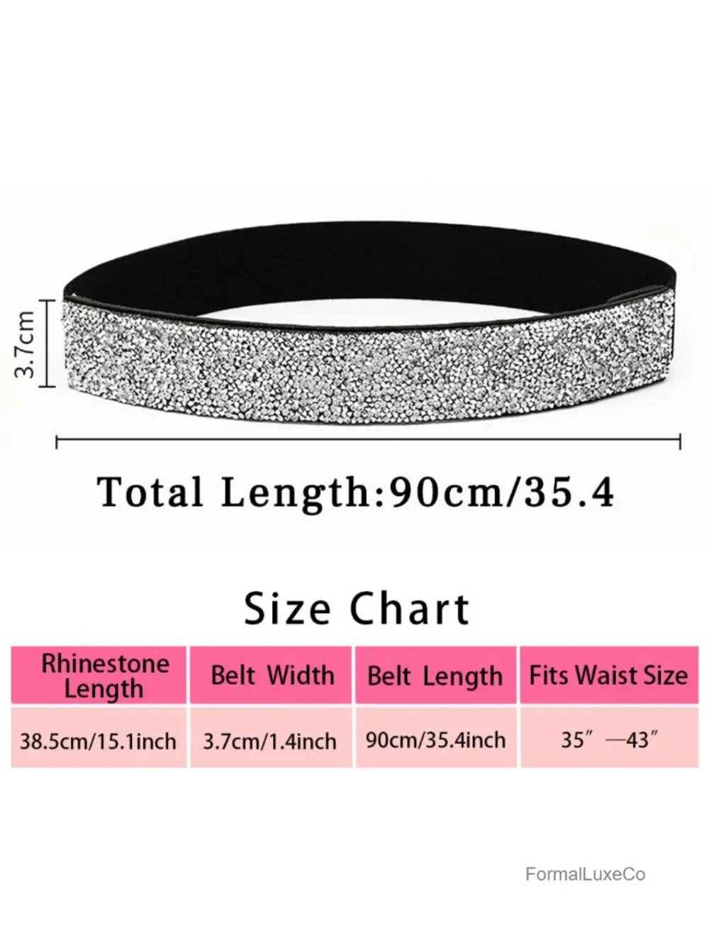 Rhinestone Stretch Elastic Waist Belt Vintage Buckle Clasp Women